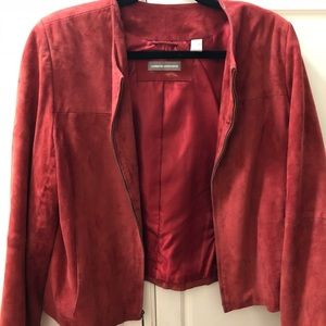 Super cute, lightly worn. Red suede coat. Size M